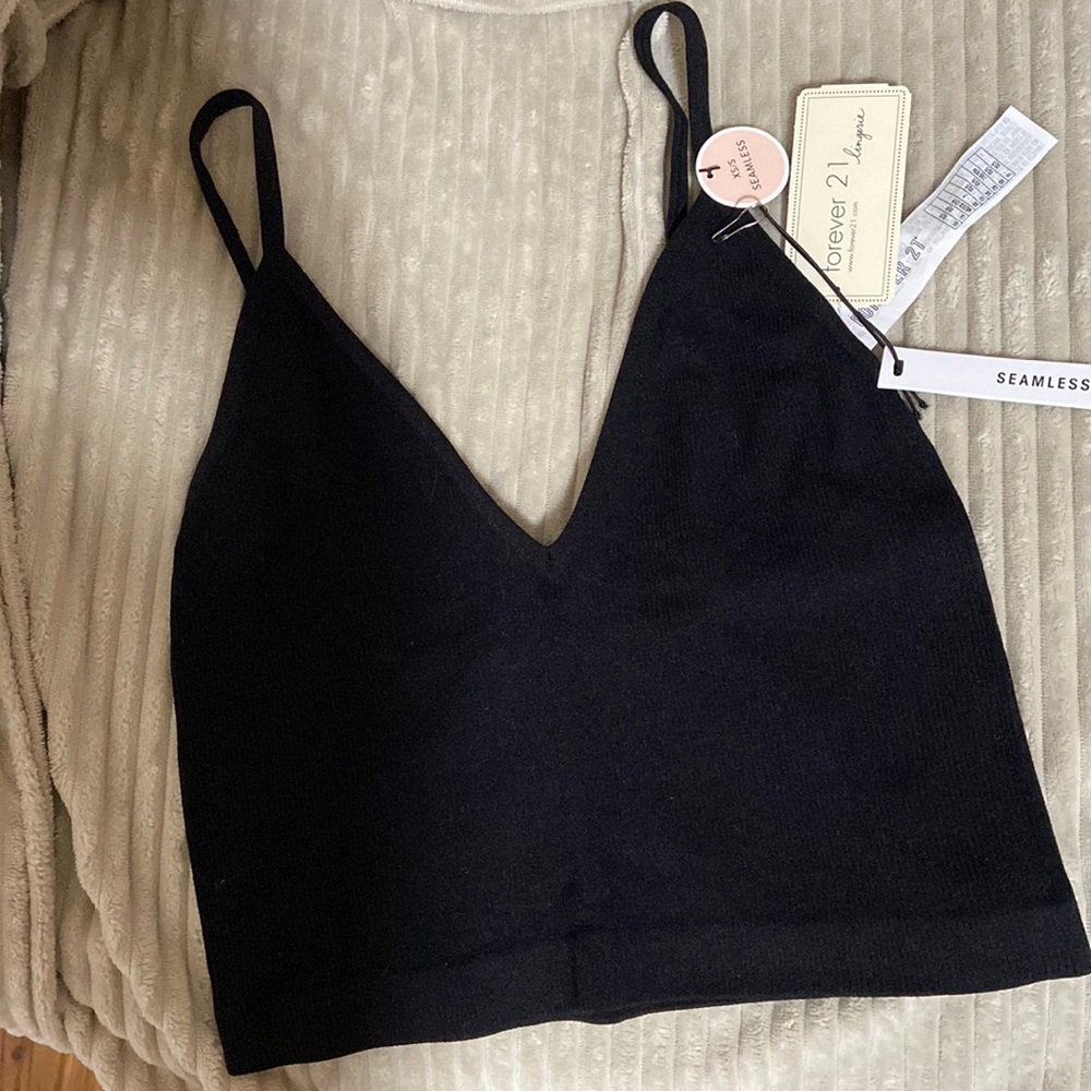 Black seamless ribbed bralette crop top